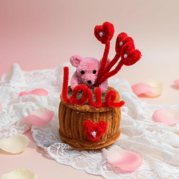 AGANTUK Handmade Pipe Cleaner Pot, Home Décor Items for Living Room Balcony Kitchen Bedroom Office Table Top Decoration (Love Flower Pot)