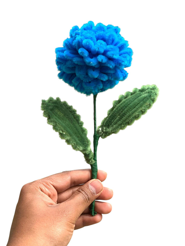 AGANTUK Dalia Artificial Flower, Yellow, Pipe Cleaners, for Gifting or Home & Office Décor, 1 Piece (1, Blue)