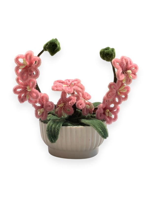 AGANTUK Handmade Pipe Cleaner Pot, Home Décor Items for Living Room Balcony Kitchen Bedroom Office Table Top Decoration (Pink Lily Flower Pot)