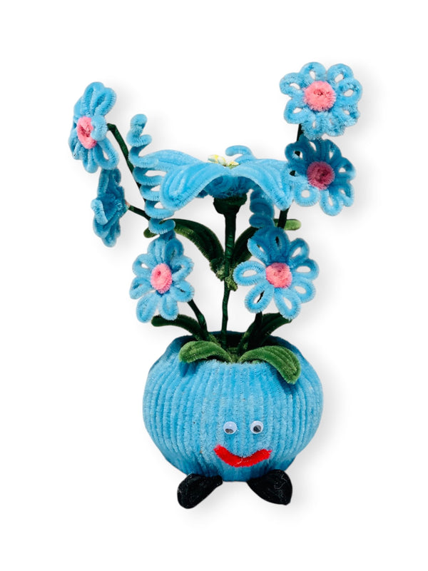 AGANTUK Handmade Pipe Cleaner Pot, Home Décor Items for Living Room Balcony Kitchen Bedroom Office Table Top Decoration (Blue Lily Flower Pot)