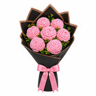 Handmade Crochet Flower Bouquet of 7 Pink Roses, Gift Wrapped