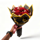Handmade Crochet Flower Bouquet of 7 Red Roses, Gift Wrapped | Valentine Gift | Women's Day Special | Gifting & Surprise Bouquet