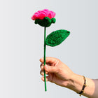 AGANTUK Handcrafted Pink Woolen Crochet Rose Flower.