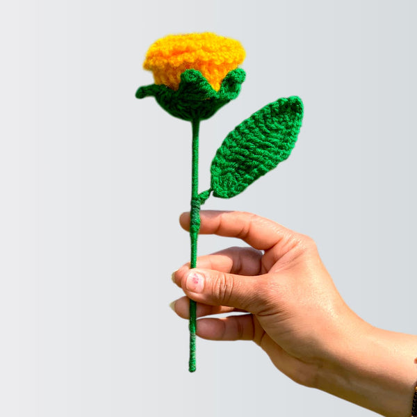 AGANTUK Handcrafted Yellow Woolen Crochet Rose Flower.