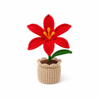 AGANTUK Handmade Crochet Lily Flower Pot for Home Decor (Red)