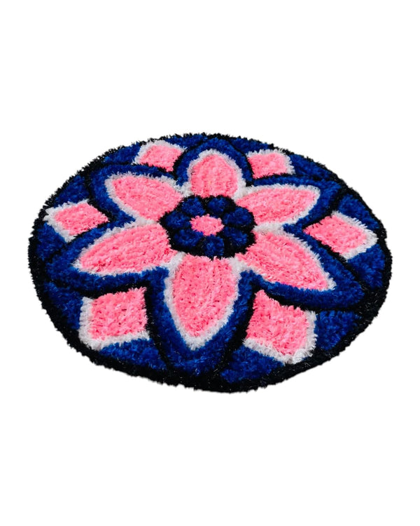Handcrafted Woolen Rangoli Door Mat, Lightweight, Traditional and Modern Rangoli Mat for Home, Temple, Living Room, Kitchen, Door Entrance, Multicolour (Lily)