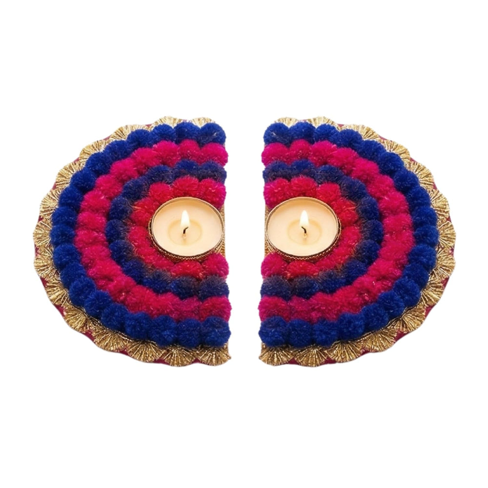 AGANTUK Handmade Pom-Pom Tealight Holders – Set of 2