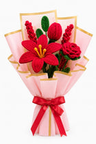 AGANTUK Crochet Flower Gift Bouquet | Handmade Home Decor (Red)