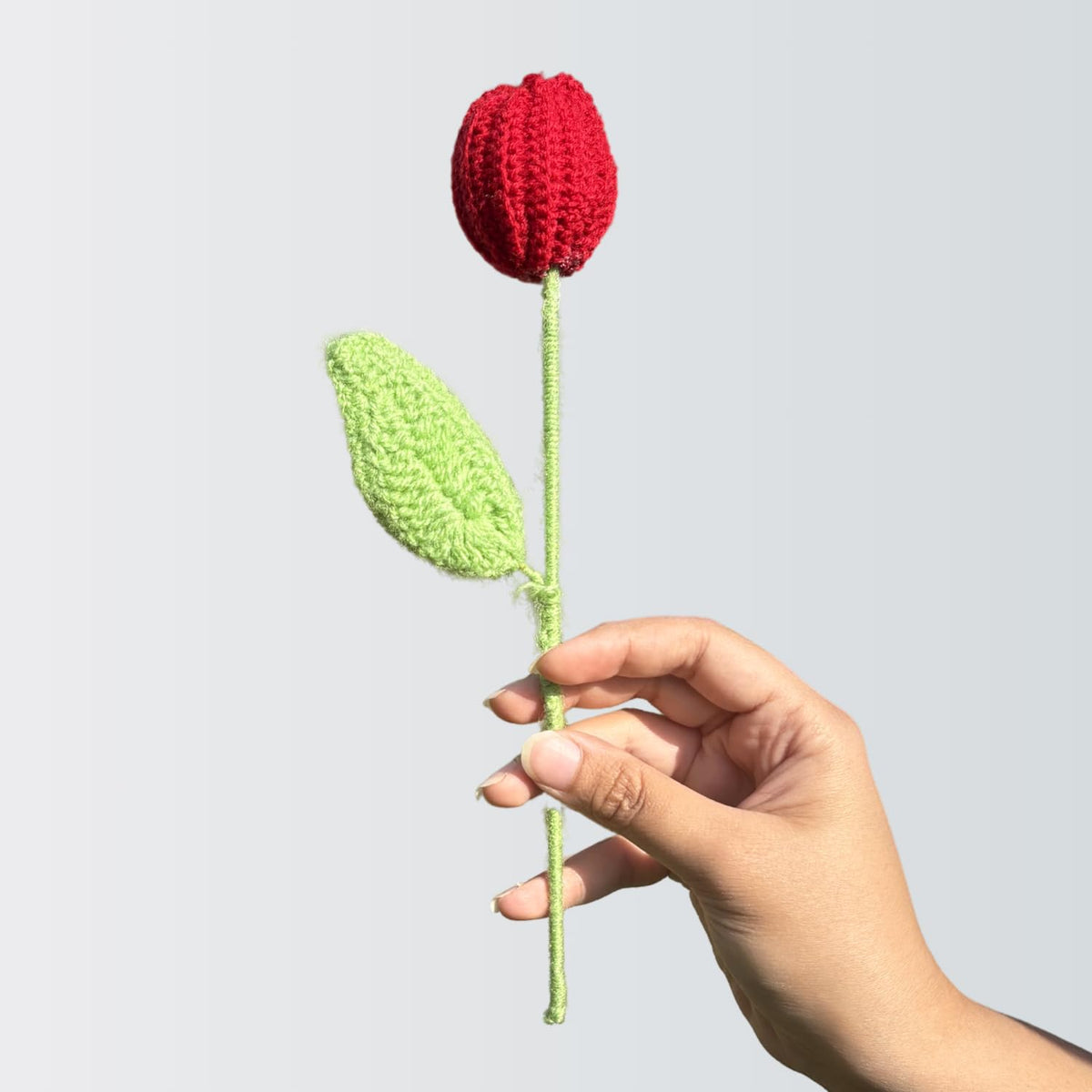 AGANTUK Handcrafted Red Woolen Crochet Tulip Flower.