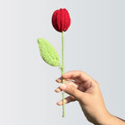 AGANTUK Handcrafted Red Woolen Crochet Tulip Flower.