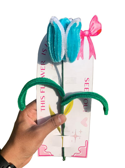 AGANTUK Handmade Blue Tulip Pipe Cleaner Artificial Flower
