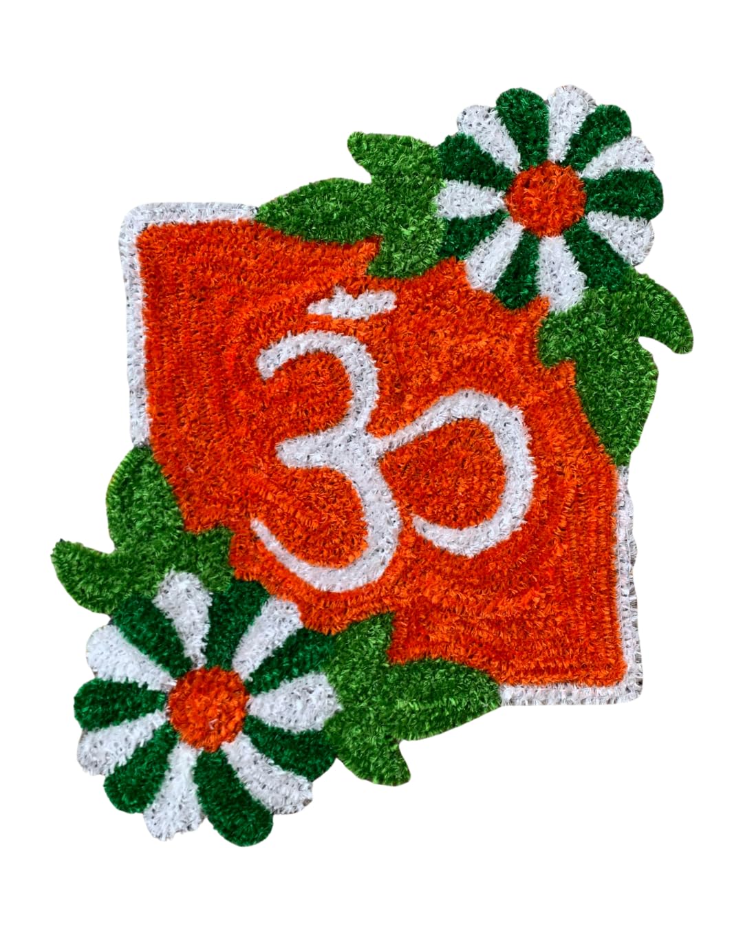 Handcrafted Woolen Rangoli Door Mat, Lightweight, Traditional and Modern Rangoli Mat for Home, Temple, Living Room, Kitchen, Door Entrance, Multicolour (OM)