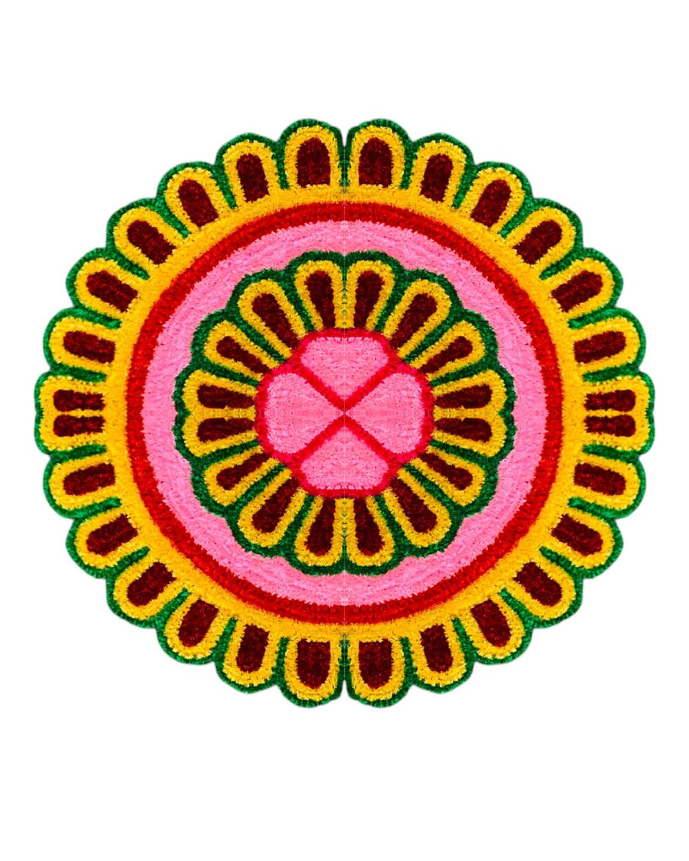 AGANTUK Handcrafted Woolen Rangoli Mat – Floral Design