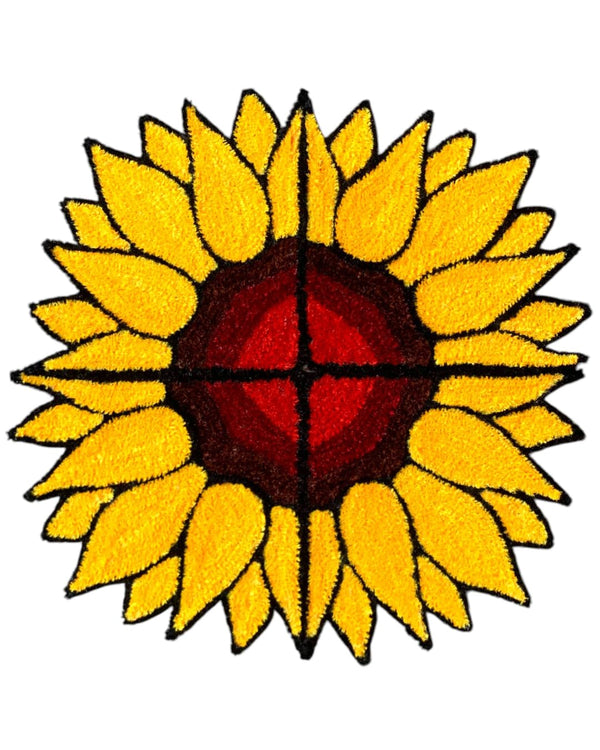 Handcrafted Woolen Rangoli Door Mat, Lightweight, Traditional and Modern Rangoli Mat for Home, Temple, Living Room, Kitchen, Door Entrance, Multicolour (Sunflower)