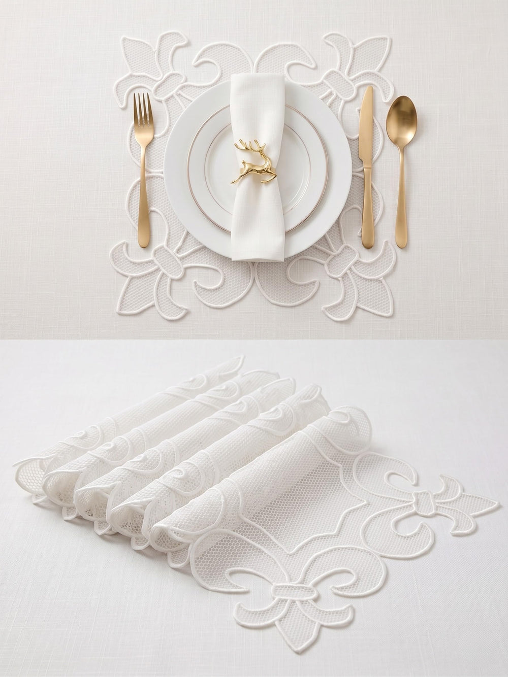 Handmade White Floral Decorative Place Mat for Dining Table