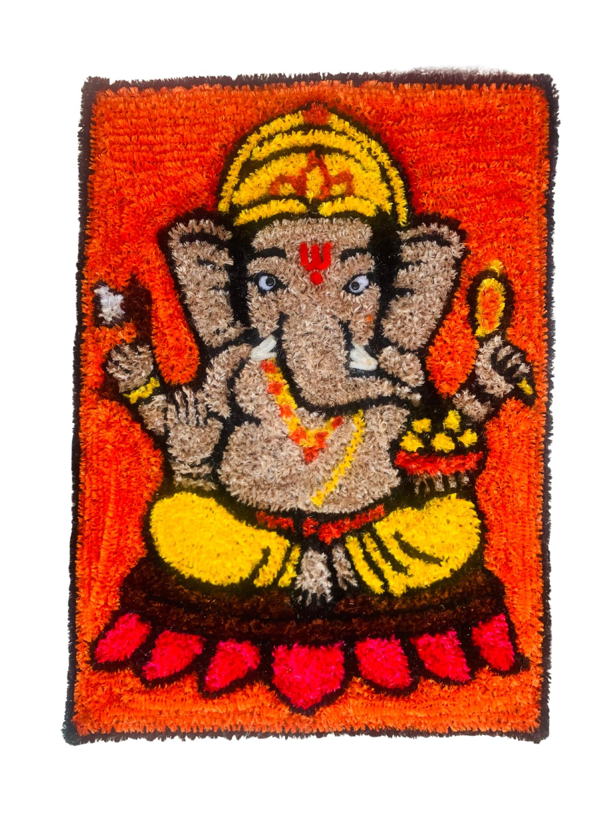 AGANTUK Handcrafted Lord Ganesha Wall Art – Premium Tufted Woolen Wall Hanging for Home Decor, Puja Room & Gifting (23 X 16 in)