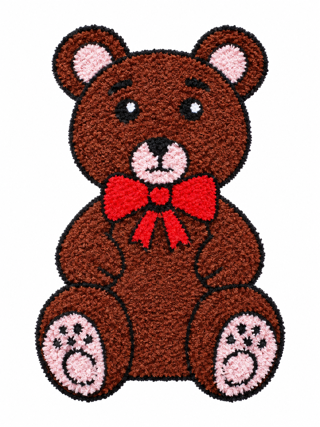 AGANTUK Handmade Brown Teddy Bear Shaped Wool Rexin Rangoli Mat for Home Decor