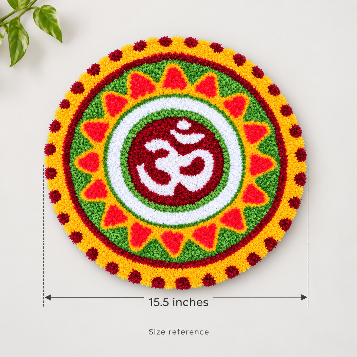 AGANTUK Handmade Wool Rangoli Mat with Om Design for Pooja & Home Decor