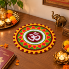AGANTUK Handmade Wool Rangoli Mat with Om Design for Pooja & Home Decor