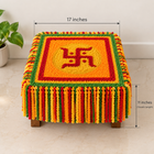 AGANTUK Handmade Multicolor Wool Rexin Rangoli Mat with Swastik Design & Tassels