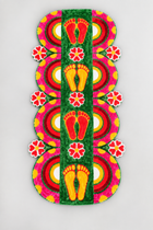 Agantuk Handmade Laxmi Footprint Wool Rexine Rangoli Mat for Diwali & Pooja Decor