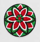 AGANTUK Handmade Red Green Wool Rexin Floral Rangoli Mat for Decor