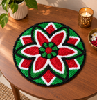 AGANTUK Handmade Red Green Wool Rexin Floral Rangoli Mat for Decor