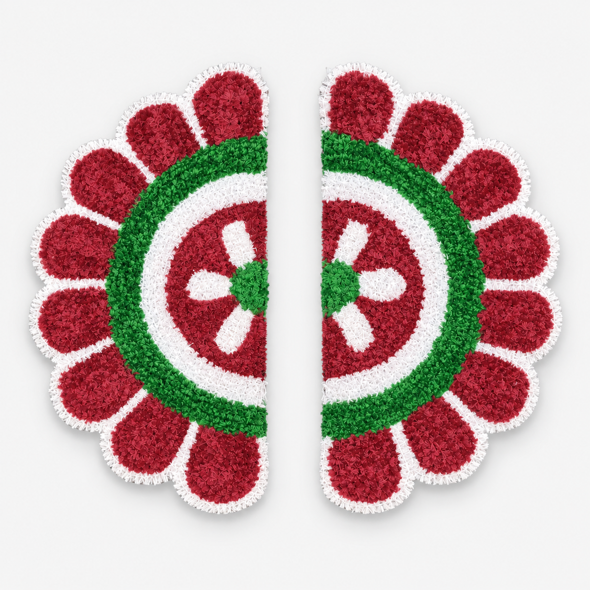 Agantuk Handmade 2-Piece Wool Rexine Flower Rangoli Mat for Festive Decor