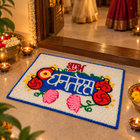 Agantuk Handcrafted Shubh Dhanteras Rangoli Rexine Mat for Festive Decor