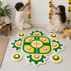 Agantuk Handmade Pom Pom Rexine Rangoli Mat Set for Diwali & Festive Decor