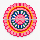 Agantuk Handmade 4-Piece Wool Rexine Flower Rangoli Mat for Festive Decor