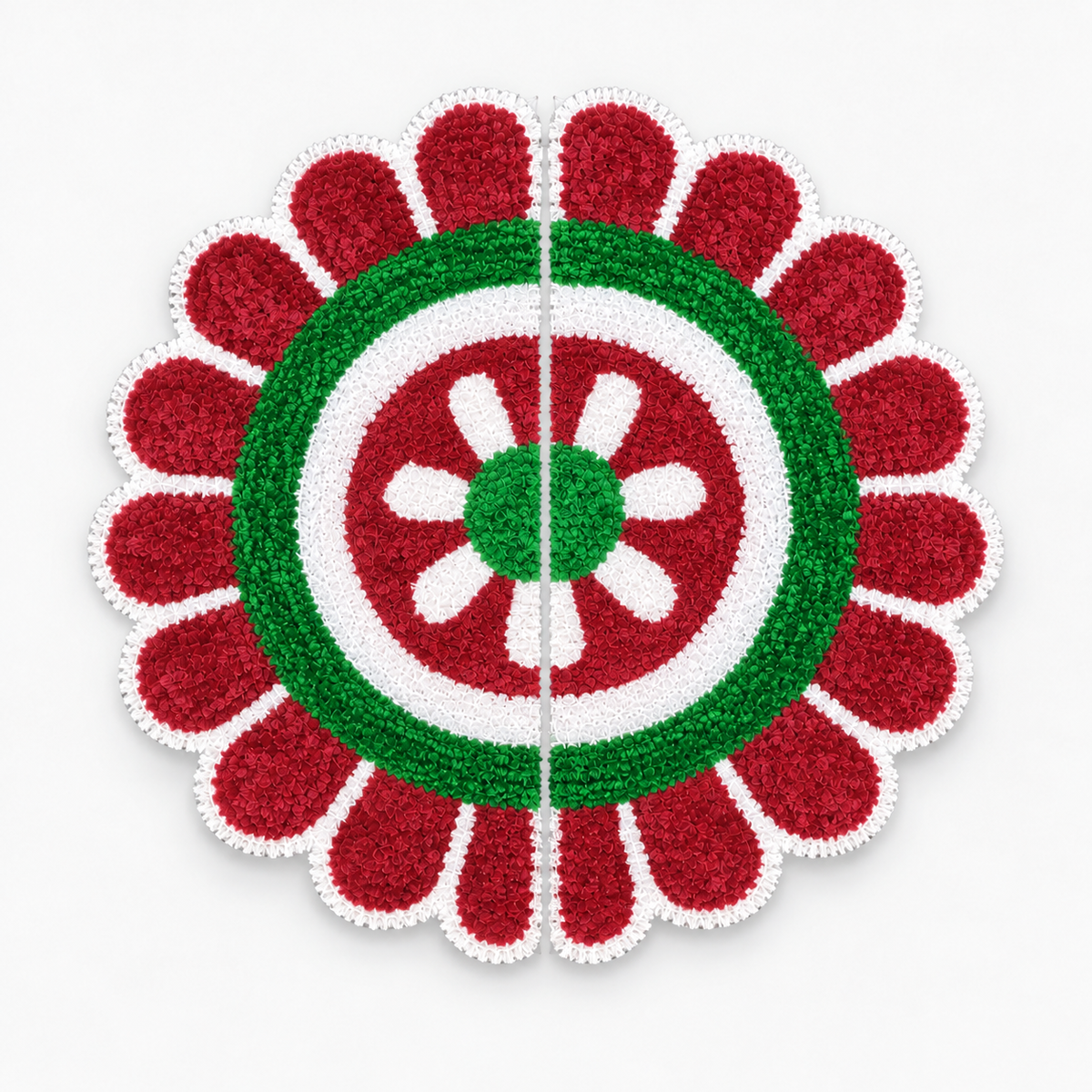 Agantuk Handmade 2-Piece Wool Rexine Flower Rangoli Mat for Festive Decor