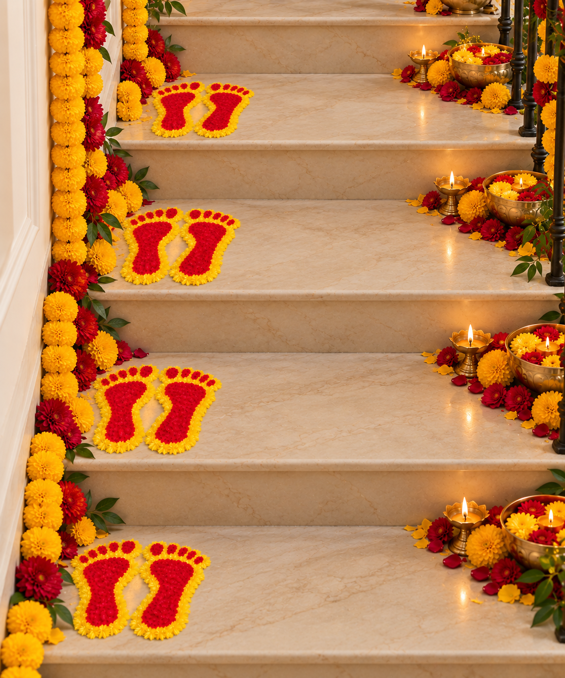Agantuk Handmade Charan Rangoli for Diwali & Festive Décor